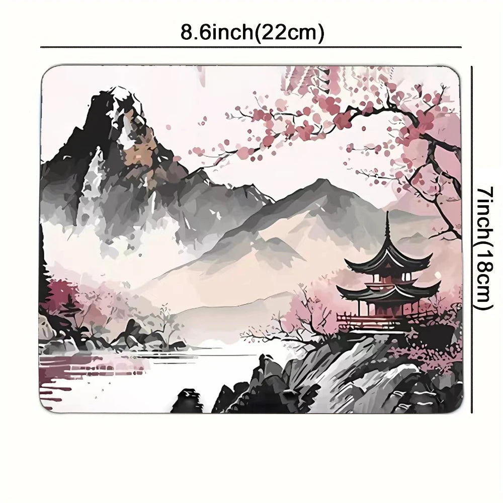 BLIKSEM Mouse Pad – Japanese Mountain Landscape & Cherry Blossoms