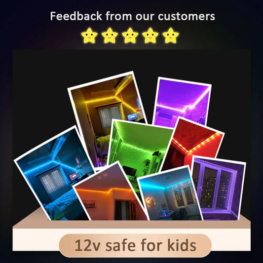 5050 RGB LED Strip aiopp – Bluetooth Control via Happylight App | Music Synchronization, Home Ambient Lighting and Gaming