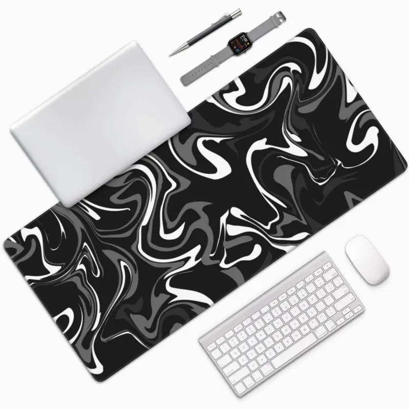 Black &amp; White Marble Gaming Mousepad – Fluidity, Elegance and Precision