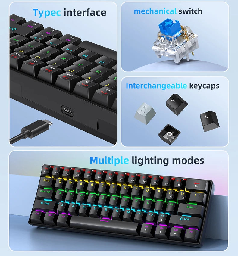 Clavier Mécanique RGB 61 Touches – APAYADO K61