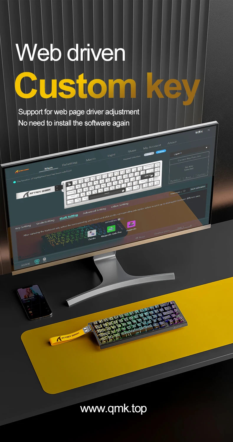 Attack Shark X68HE – Clavier Magnétique Gaming 8KHz Haute Performance