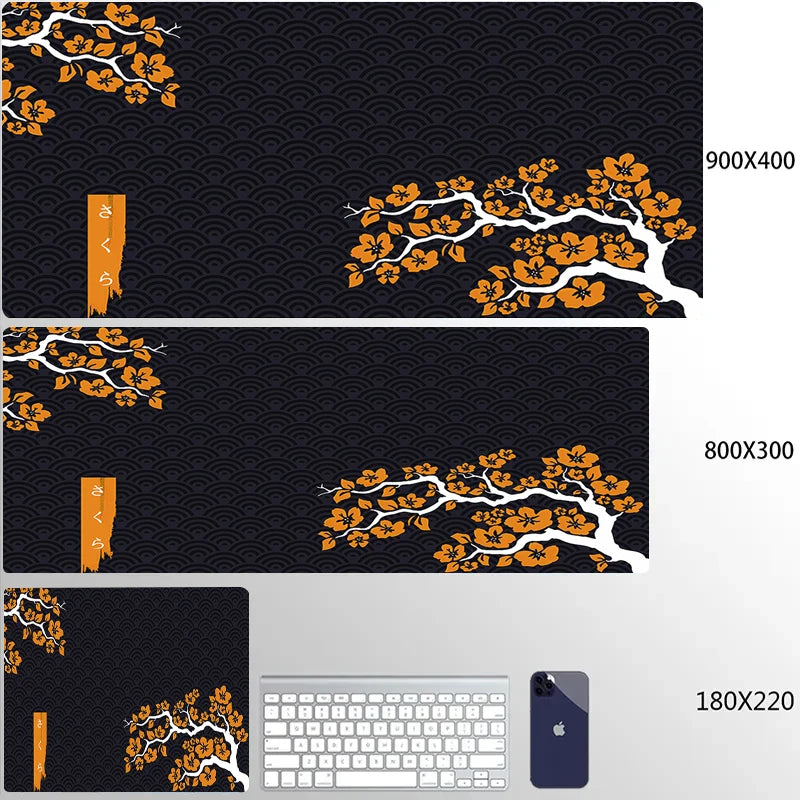 XXL Mouse Pad with Blooming Tree Design - Non-Slip and Waterproof