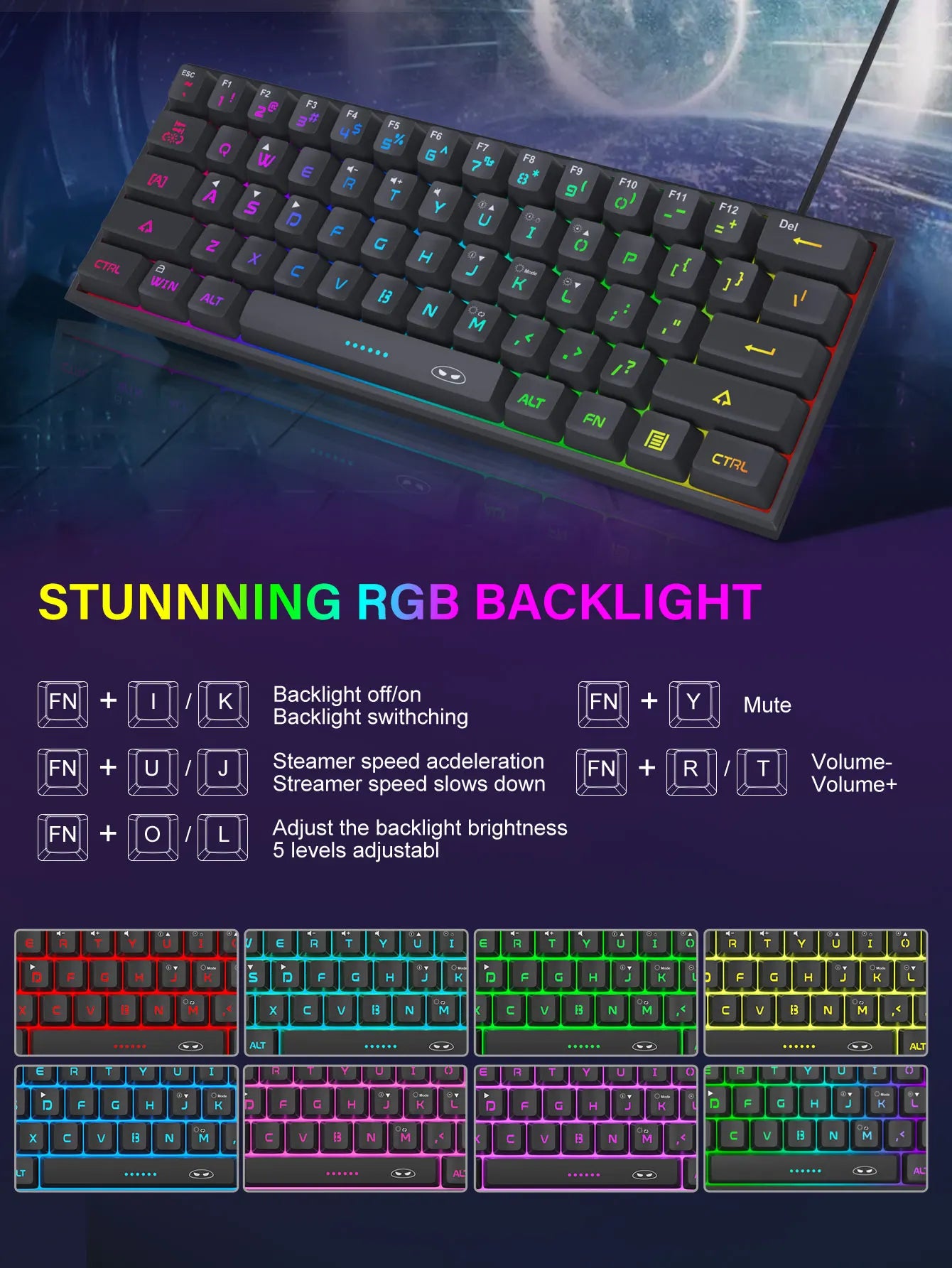 Compact 61-Key RGB Gaming Keyboard – MageGee