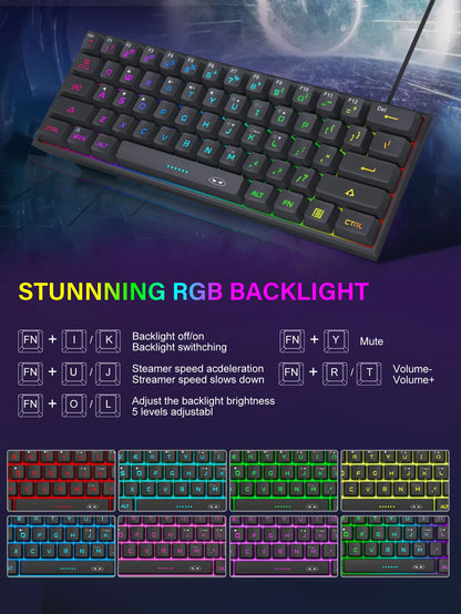 Clavier Gaming MageGee 61 Touches RGB – Compact, Étanche et Performant