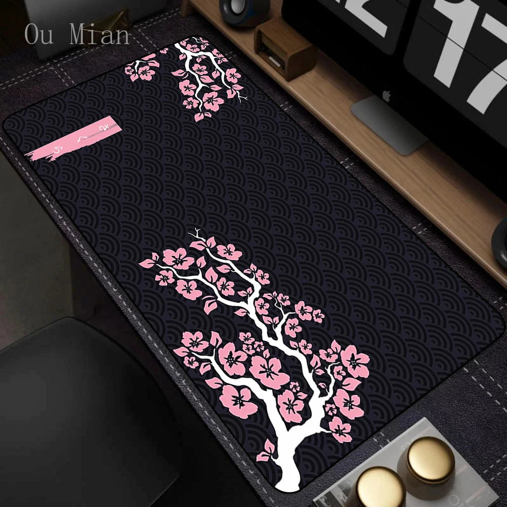 XXL Mouse Pad with Blooming Tree Design - Non-Slip and Waterproof