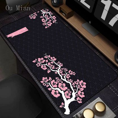 XXL Mouse Pad with Blooming Tree Design - Non-Slip and Waterproof