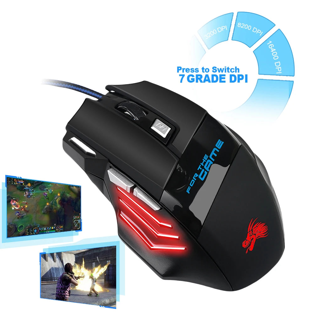 Souris Gaming USB Filaire 7 Boutons - Rétroéclairage LED & DPI Réglable