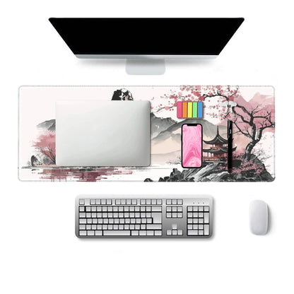 Tapis de Souris BLIKSEM – Paysage Japonais Montagne & Fleurs de Cerisier