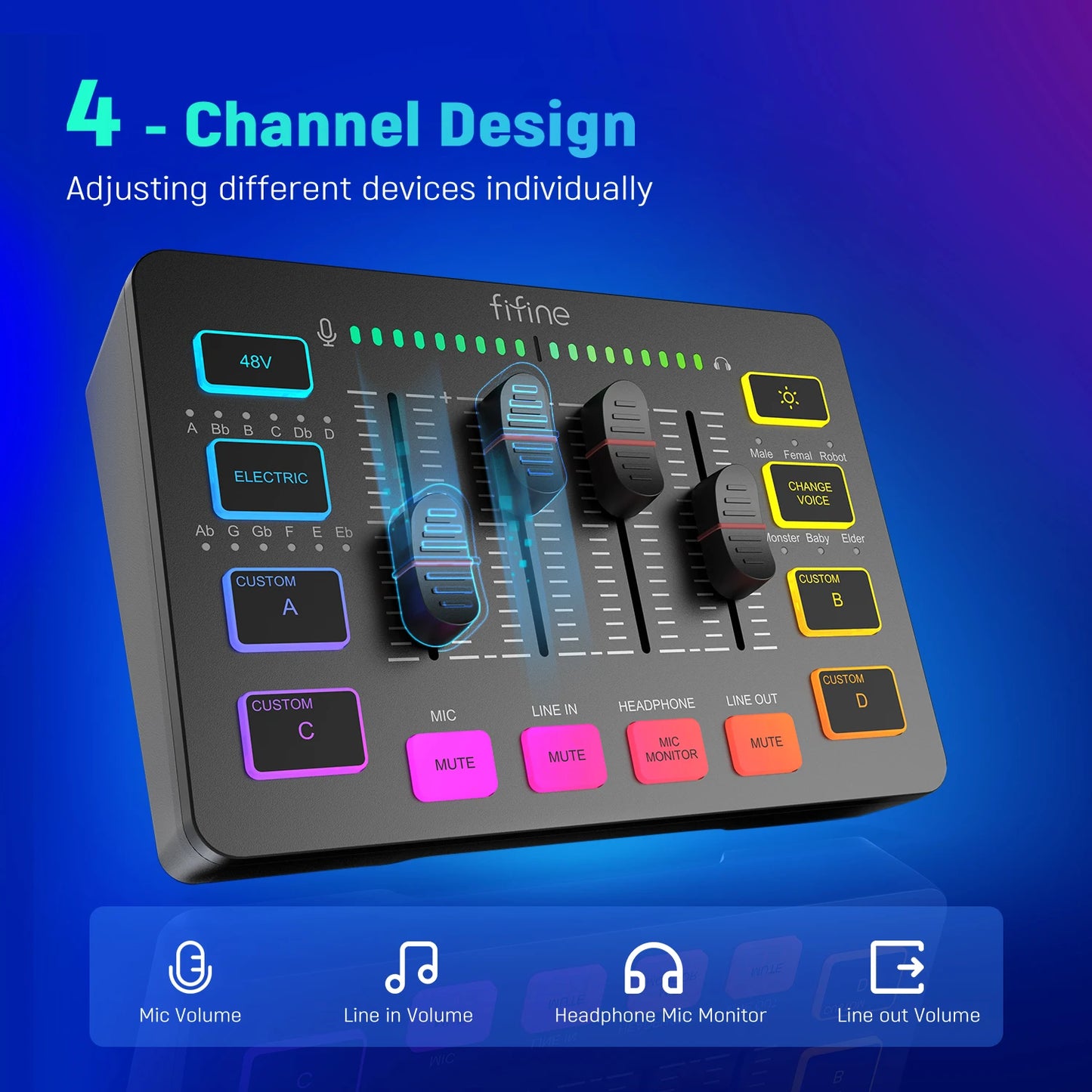 FIFINE SC3 – Table de Mixage Audio RGB pour Streaming, Gaming & Podcast
