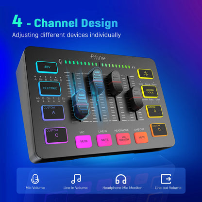 FIFINE SC3 – Table de Mixage Audio RGB pour Streaming, Gaming & Podcast