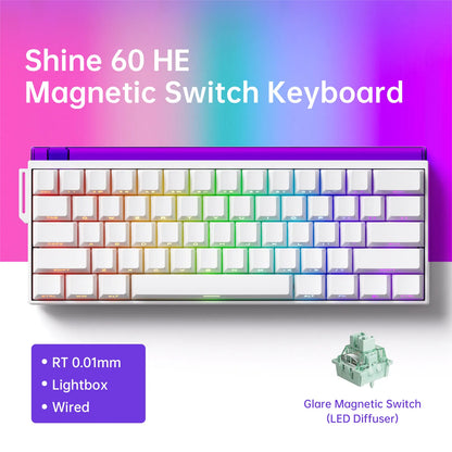 Veekos Shine60 HE – Clavier Magnétique Gaming RGB Tri-Mode (Wired / Wireless / Bluetooth)