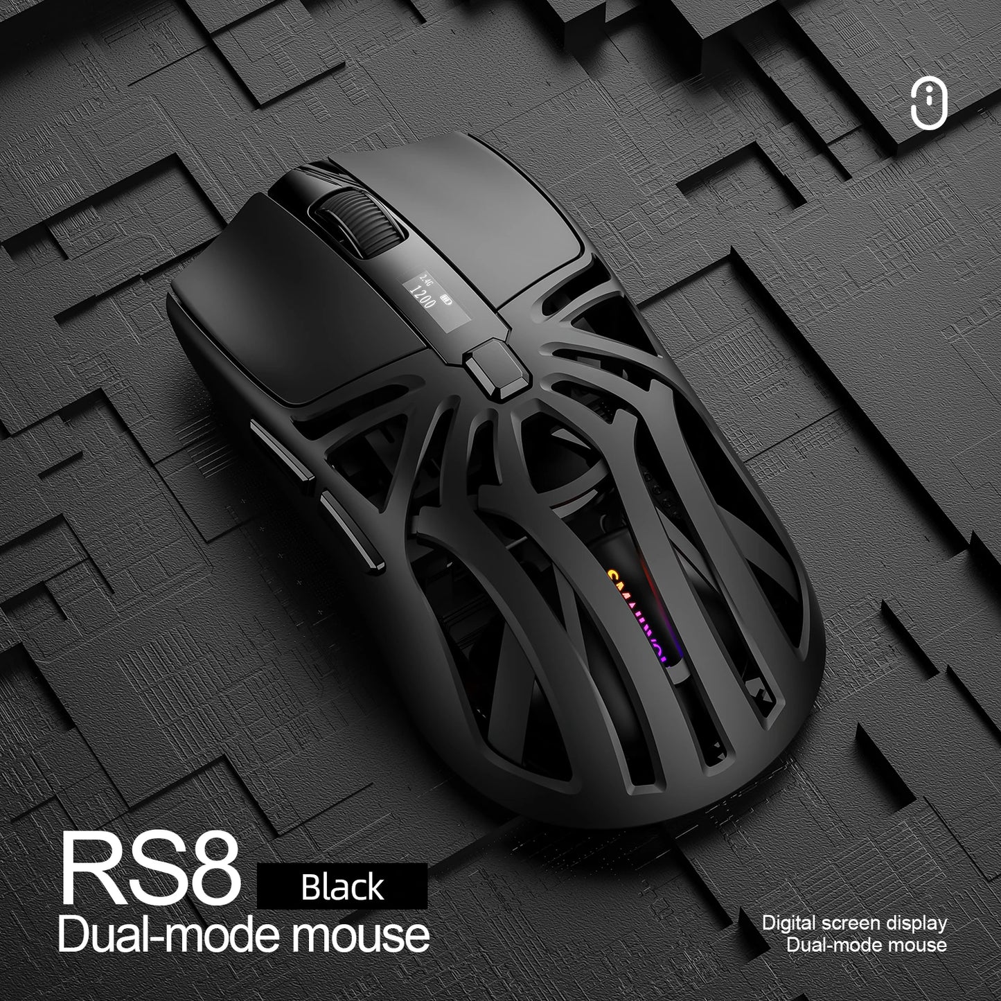 SMAILWOLF RS8 – Wireless Gaming Mouse with Digital Display (73g)