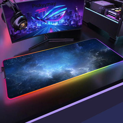Tapis de Souris Gamer RGB XXL – Design Galaxie Spatiale Antidérapant