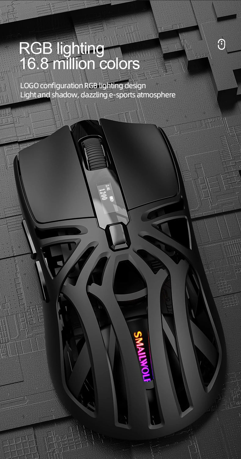SMAILWOLF RS8 – Wireless Gaming Mouse with Digital Display (73g)
