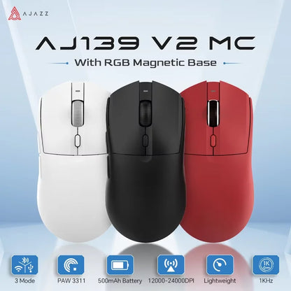 AJAZZ AJ139 V2 MC – Souris Gaming Sans Fil à Base Magnétique RGB