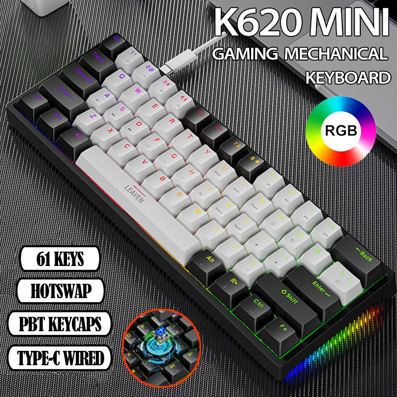 Clavier Mécanique Gaming EDUP K620 Mini RGB – 61 Touches