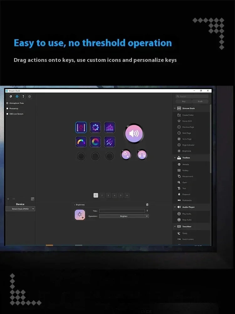 Mirabox N3 StreamDeck - Clavier Macro avec Écran LCD et Molette - Console de Contrôle pour Streaming et Gaming