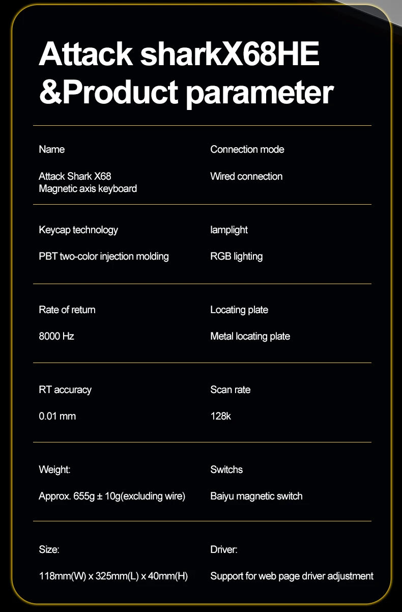 Attack Shark X68HE – Clavier Magnétique Gaming 8KHz Haute Performance