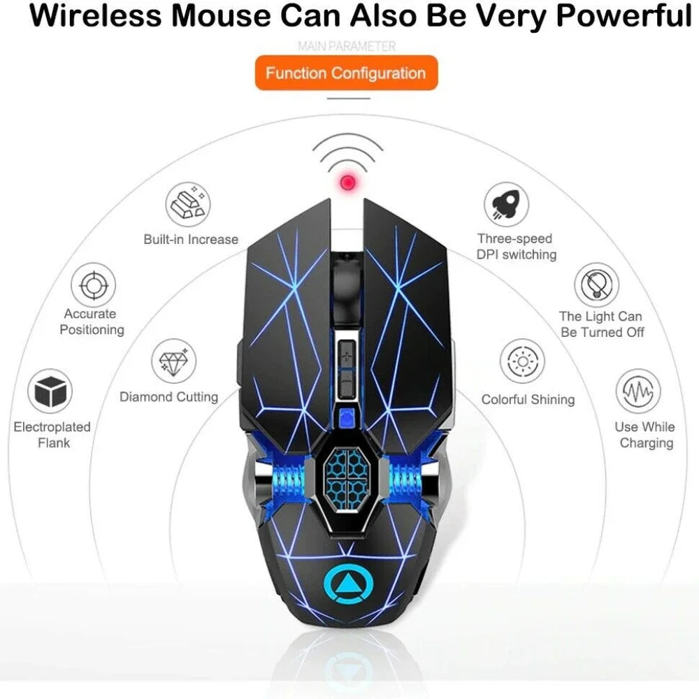 Souris Gaming Sans Fil Rechargeable 2.4G - 1600 DPI Rétroéclairage LED 7 Couleurs