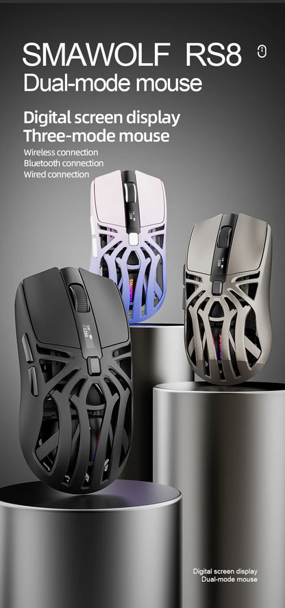 SMAILWOLF RS8 – Wireless Gaming Mouse with Digital Display (73g)