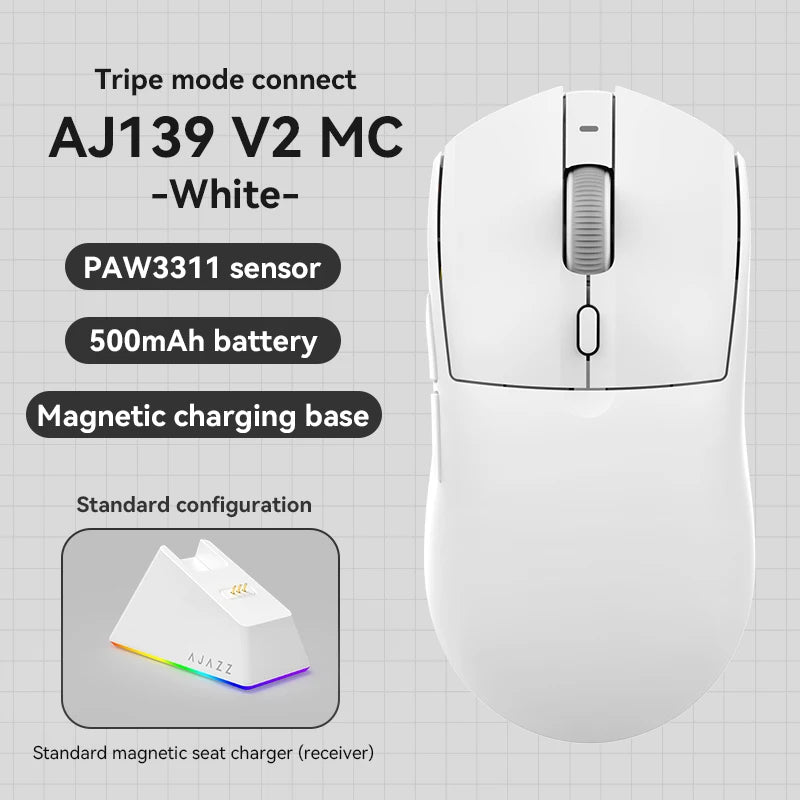 AJAZZ AJ139 V2 MC – Souris Gaming Sans Fil à Base Magnétique RGB