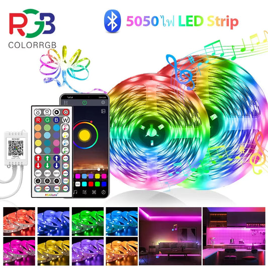 5050 RGB LED Strip aiopp – Bluetooth Control via Happylight App | Music Synchronization, Home Ambient Lighting and Gaming