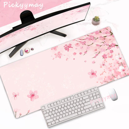 Tapis de Souris XXL Fleurs de Cerisier – Sakura Rose, Antidérapant et Élégant