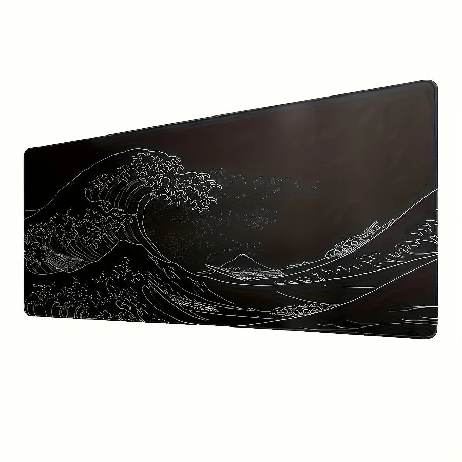 Tapis de Souris Gaming XXL – Vague Japonaise, Antidérapant et Imperméable