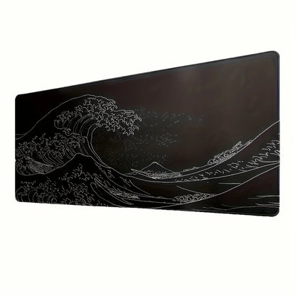 Tapis de Souris Gaming XXL – Vague Japonaise, Antidérapant et Imperméable