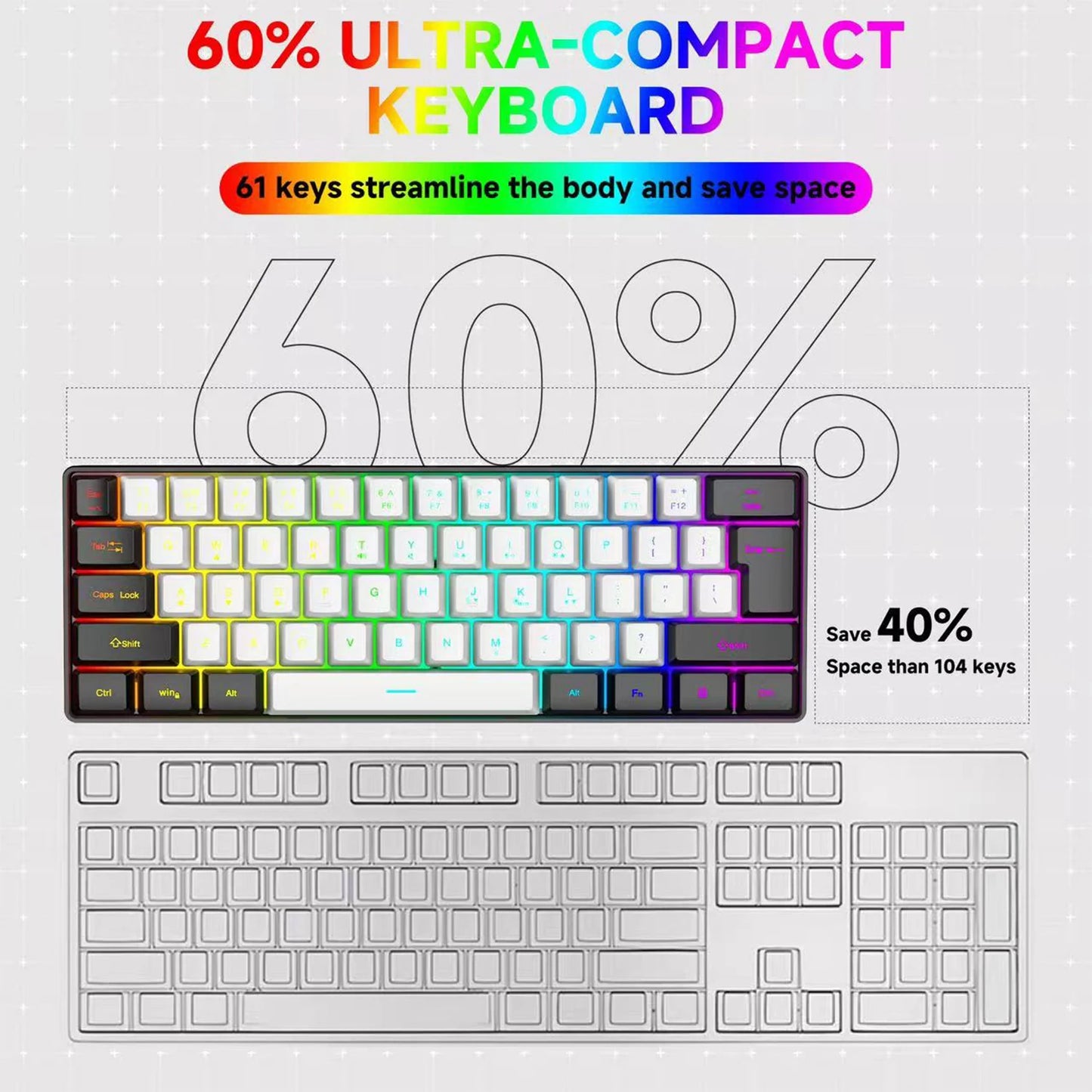 Compact 61-Key RGB Gaming Keyboard – OBAME