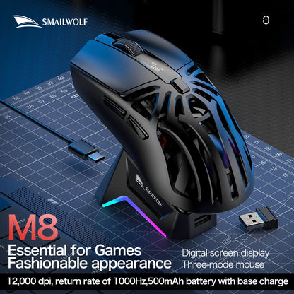 SMAILWOLF RS8 – Wireless Gaming Mouse with Digital Display (73g)