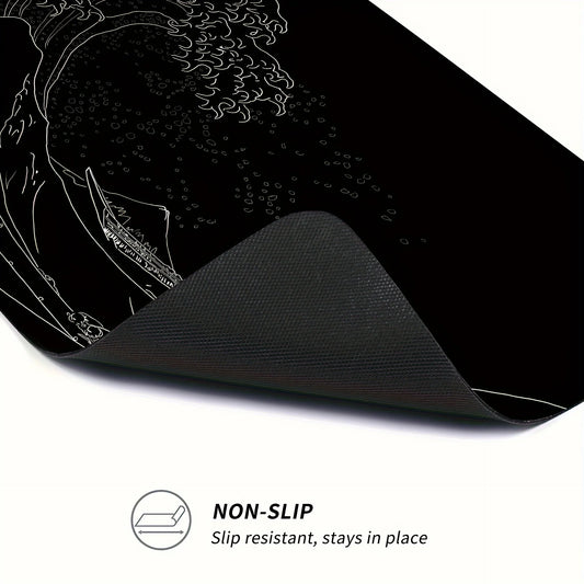 Tapis de Souris Gaming XXL – Vague Japonaise, Antidérapant et Imperméable