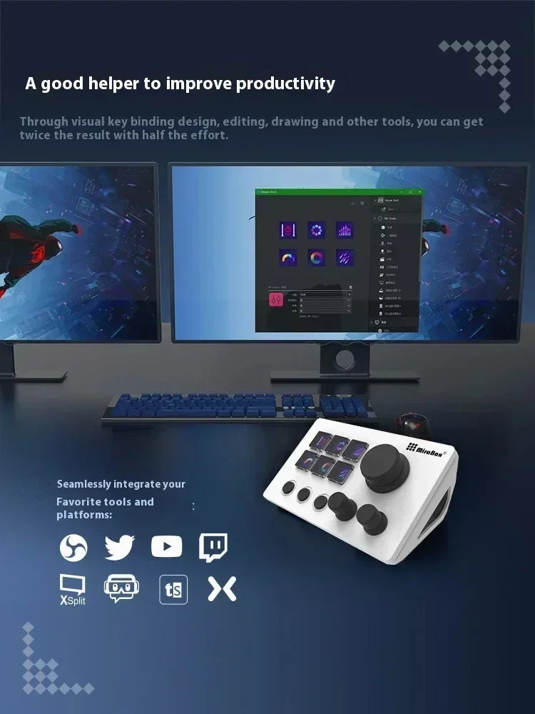 Mirabox N3 StreamDeck - Clavier Macro avec Écran LCD et Molette - Console de Contrôle pour Streaming et Gaming