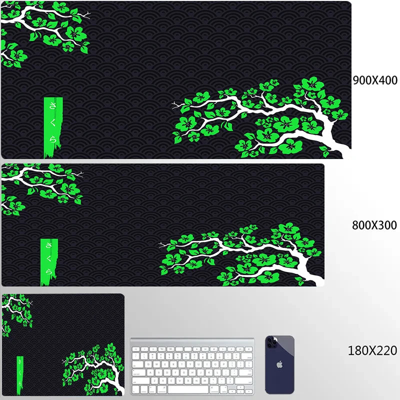 XXL Mouse Pad with Blooming Tree Design - Non-Slip and Waterproof