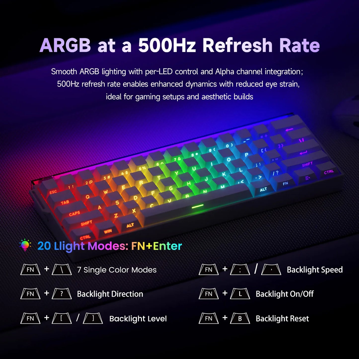 Veekos Shine60 HE – Clavier Magnétique Gaming RGB Tri-Mode (Wired / Wireless / Bluetooth)
