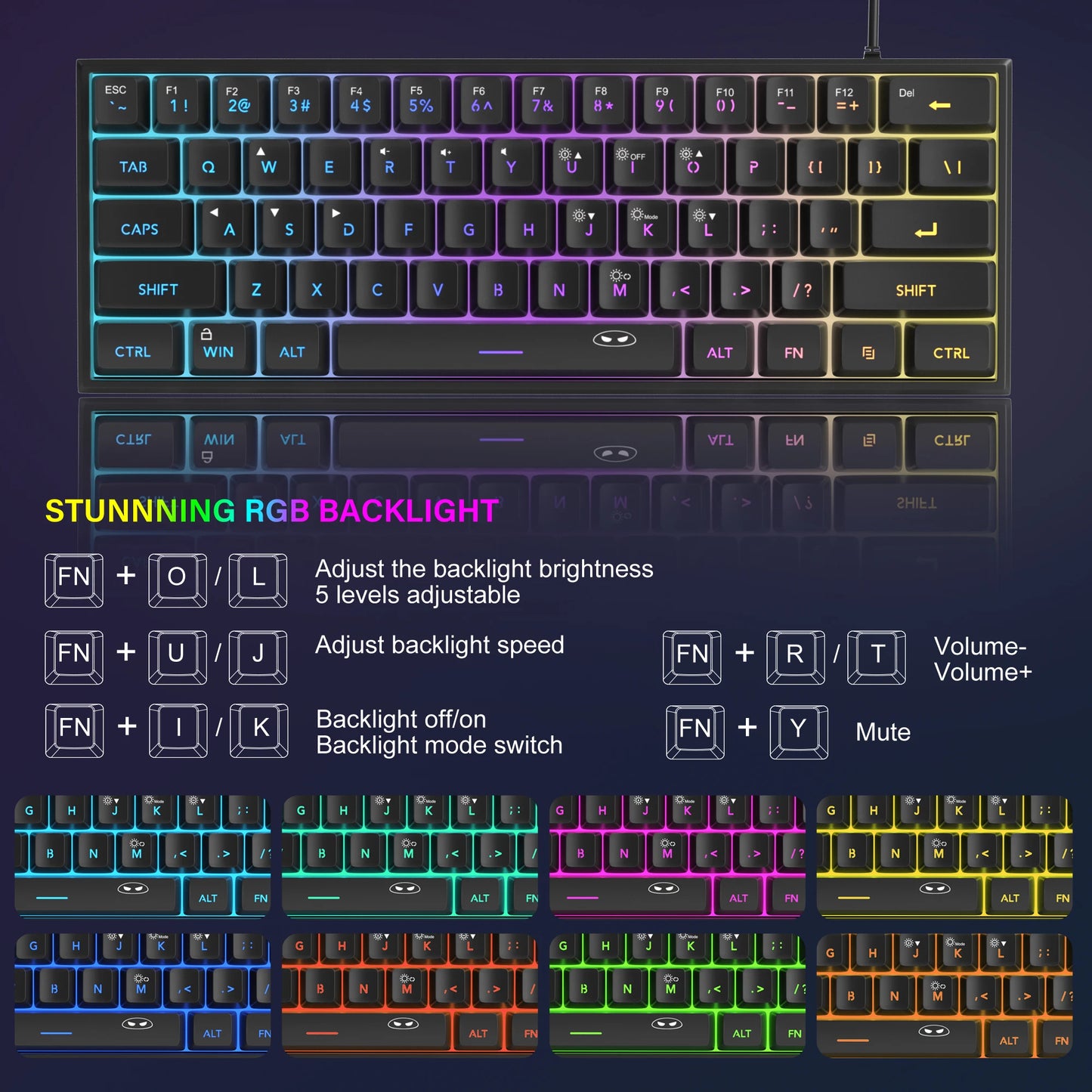 Compact 61-Key RGB Gaming Keyboard – MageGee