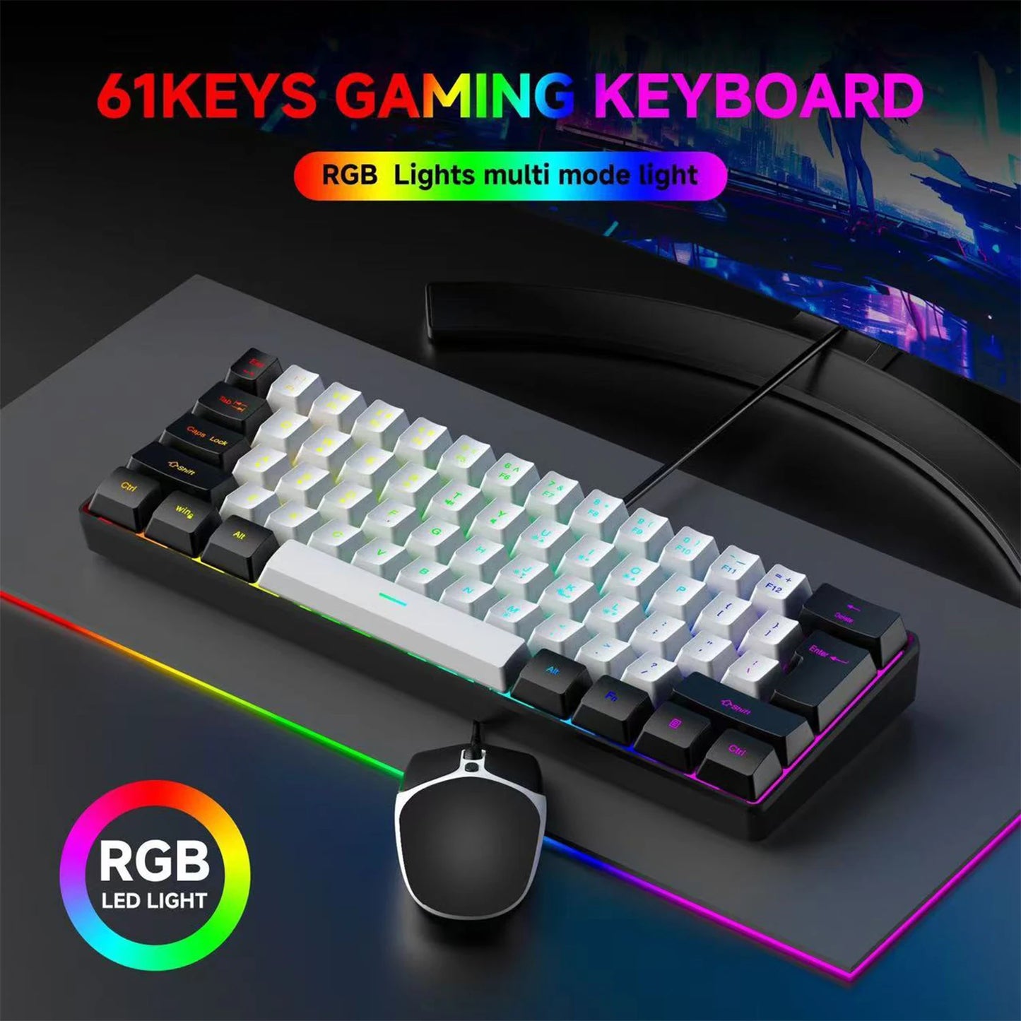 Compact 61-Key RGB Gaming Keyboard – OBAME