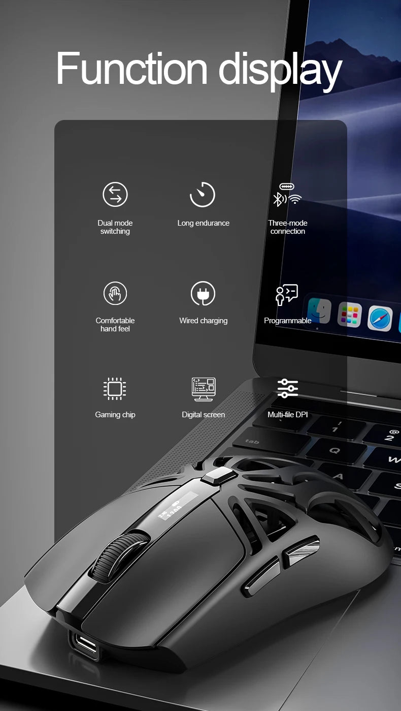 SMAILWOLF RS8 – Wireless Gaming Mouse with Digital Display (73g)