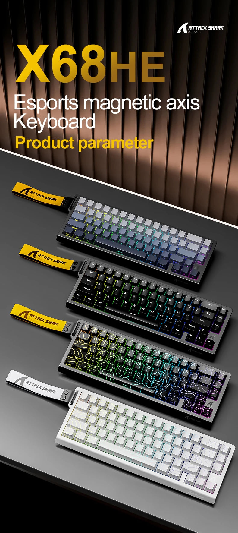 Attack Shark X68HE – Clavier Magnétique Gaming 8KHz Haute Performance