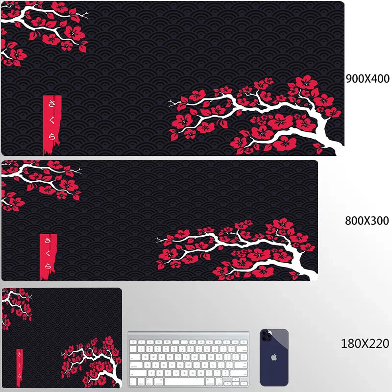 XXL Mouse Pad with Blooming Tree Design - Non-Slip and Waterproof