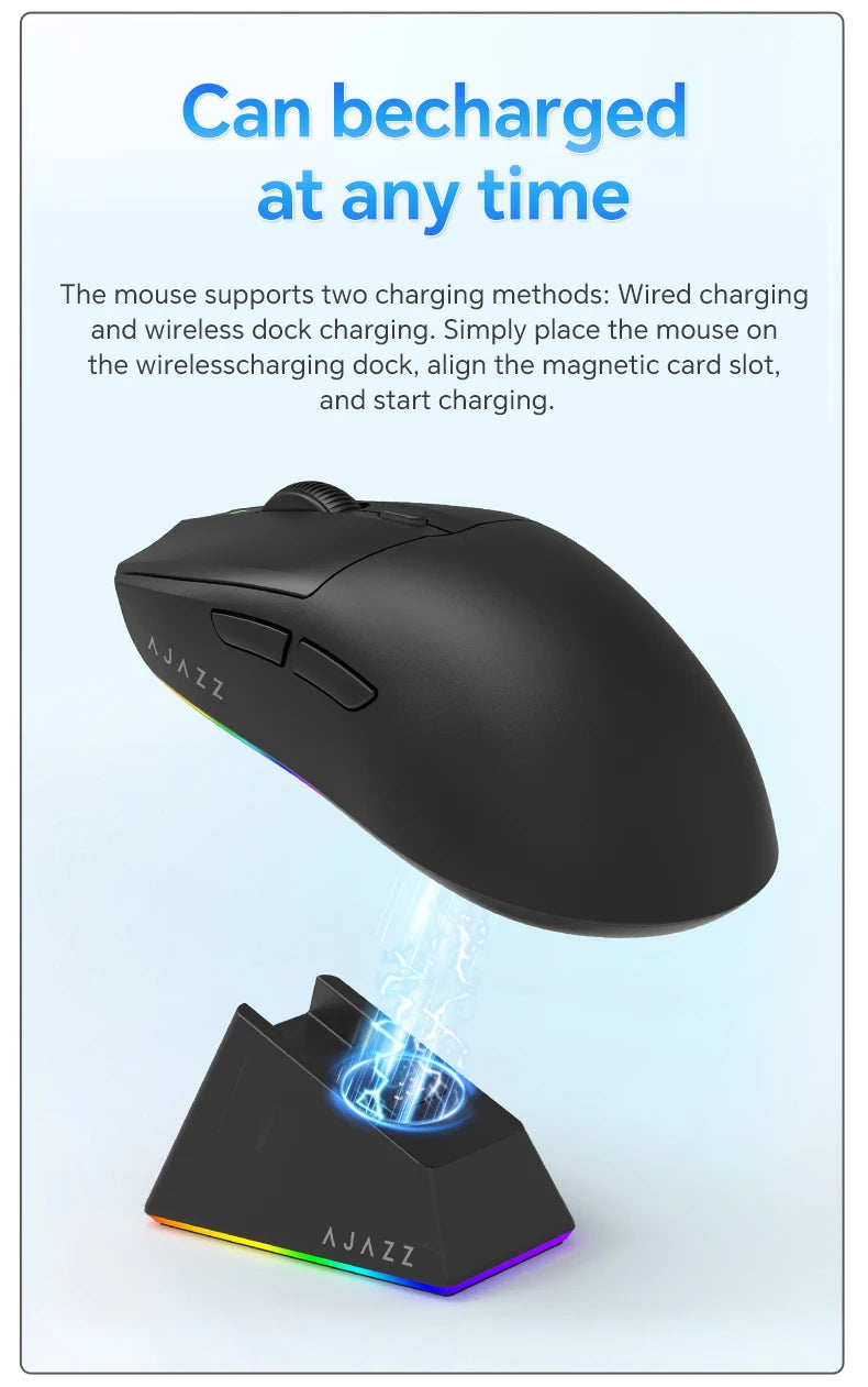 AJAZZ AJ139 V2 MC – Souris Gaming Sans Fil à Base Magnétique RGB