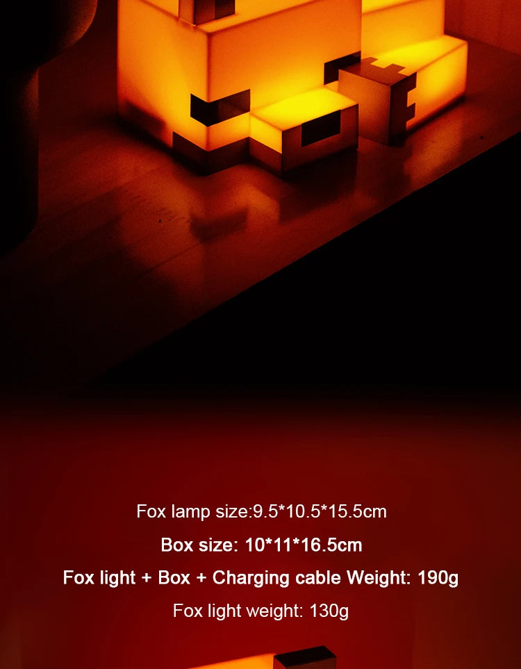 Lampe de Nuit Renard Minecraft - Veilleuse LED Orange Officielle pour Chambre Gaming et Enfant